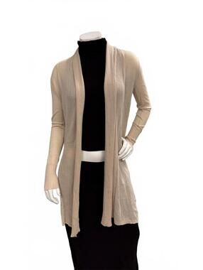 Theme Cream Long Wrap Cardigan NWT 100% Cotton Open Front Lightweight